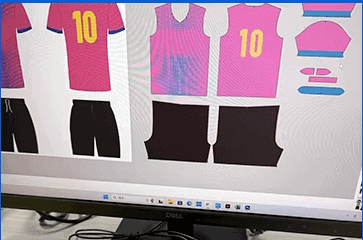 Our Factory CAD software displaying digital patterns for custom soccer jerseys and athletic wear development.